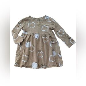 Little Co. Size 5T Organic Long Sleeve Henley Pocket Dress in Tan Apple
